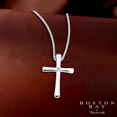 Boston Bay Diamonds Sterling Silver Diamond Accent Flared Cross Pendant with 18" Chain4