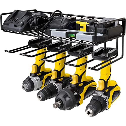 TOPIND Power Tool Organiser, Wall Mount Style for Power Tool Drill, Garage Storage Shelves for Organization and Storage, Great as Tool Utility Shelves
