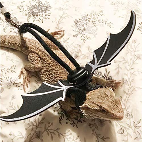 KUDES Adjustable Bearded Dragon Leather Harness Leash (S,M,L,3 Pack) with Cool Wings for Lizard Reptiles Amphibians and Other Small Pet Animals (Silver) - Thumbnail 7