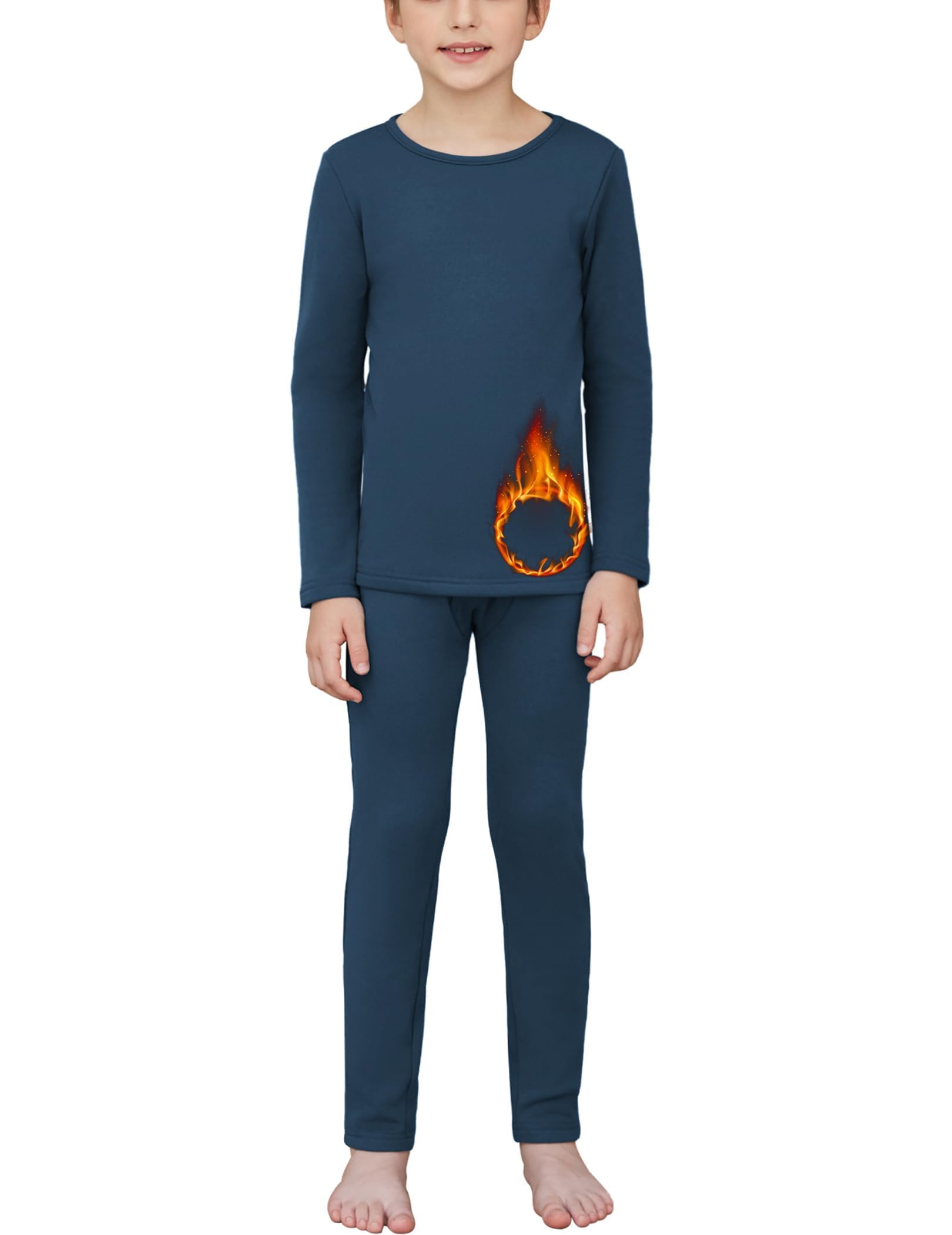 Arshiner Thermounterwäsche Set Kinder Jungen Funktionsunterwäsche Skiunterwäsche Winter Warm Thermo Unterwäsche für Ski Fussball Sport Junge Thermo Unterwäsche Set Long 5-12 Jahre