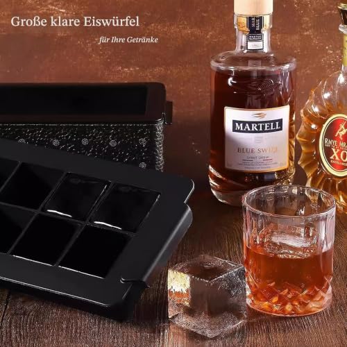 Kristalline Eiswürfelformen, riesiges Tablett für 5,1-cm-Eiswürfelmaschinen, 8 große, transparente Eiswürfel für Whisky und Cocktails… – Ansicht 6