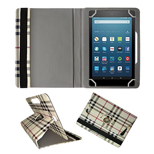 Image of Fastway Rotating Leather Flip Case Cover for Amazon Fire HD 8 Tablet (Cream)