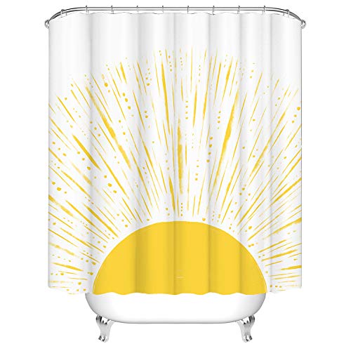 RnnJoile Sun Shower Curtain Yellow Fabric Shower...