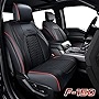 Ford F150 Seat Covers Front Set, Full Coverage Luxury Car Seat Cover Waterproof Faux Leather Protector Pickup Truck Accessories Fit for 2015-2022 Ford F150, 2017-2022 F250 F350 F450 All Cab, Red/Black