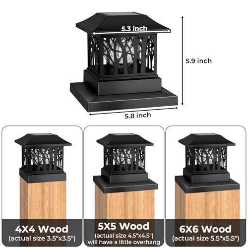 Viewsun 8 Pack Solar Post Cap Lights, Outdoor Fence Solar Powered Cap with Crackle Glass Bulb and 4 Lighting Modes Waterproof Light for Deck Patio or Garden Decor, Fits 4x4 6x6 Wooden Posts - Image 6