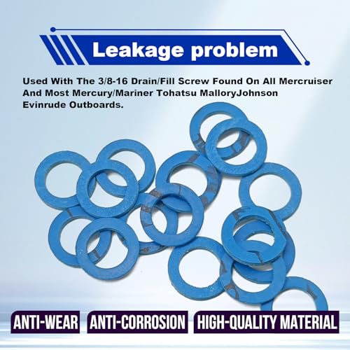 Image of 20 Pcs Lower Unit Drain Plug Seal Gasket, 3 /8-16 Gearcase Lube Oil Drain Screw Washer Replacement for Mercury Outboard Evinude Mercruiser Outdrive Tohatsu 12-19183-3 12-19183Q02 12-19183K02 18-2244