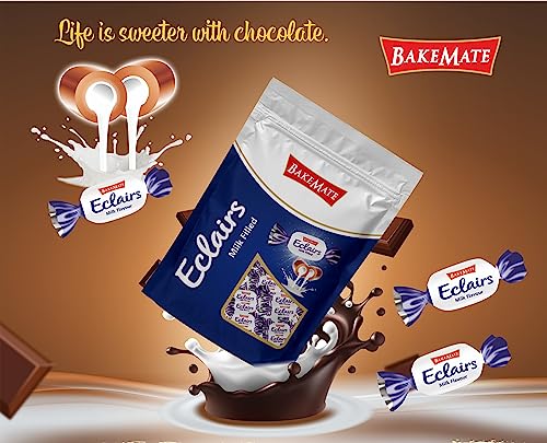 Image of BakeMate Eclairs Chocolate Pack - 83 Pieces (750g) | Chocolates for Birthday Distribution | Soft Milk Chocolates Toffee with Creamy Filling | Birthday Party Pack Chocolate | Parties & Celebrations
