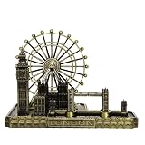 london eye londres estatua IUXROBU The London Eye - Estatua de la iglesia del puente de la torre Big Ben, modelo de metal, recuerdo de Inglaterra, recuerdo de regalo, decoración del hogar para sala de estar, dormitorio, estante