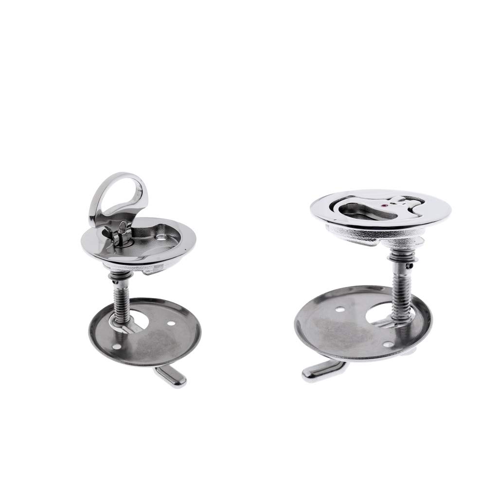 DINGGUANGH 2 x Polished Boat Cam Latch 316 SS Hatch Pull w/Turning Lock Lift Handle