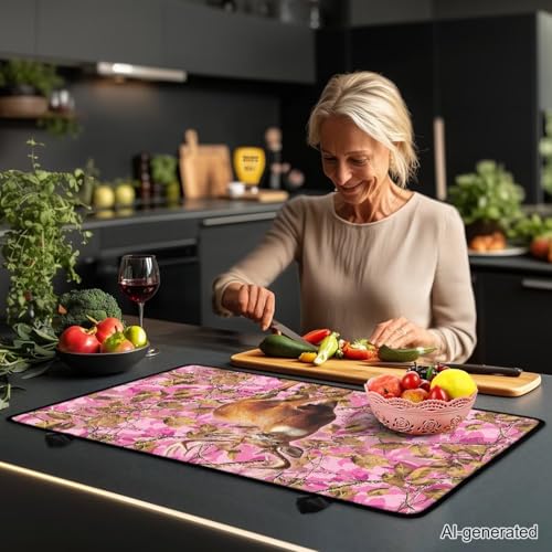Image of Deer Branch Electric Stove Top Cover Heat Resistant Range Covers for Electric Stove Folding Dish Drying Mat Extra Large Glass Cooktop Covers Printed Flat RV Range Top Mats