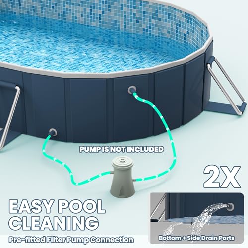 Image of Foldable Pool with Canopy,10FT NonInflatable Above Ground Swimming Pools | Inner Diameter 102 inchx72 inchx20 inch, Durable PVC, Oversize Thickened, Easy Setup