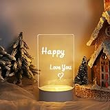 Tablero de notas creativo LED luz nocturna USB tablero de mensajes luz de vacaciones con bolígrafo regalo para niños novia decoración lámpara de noche (A)