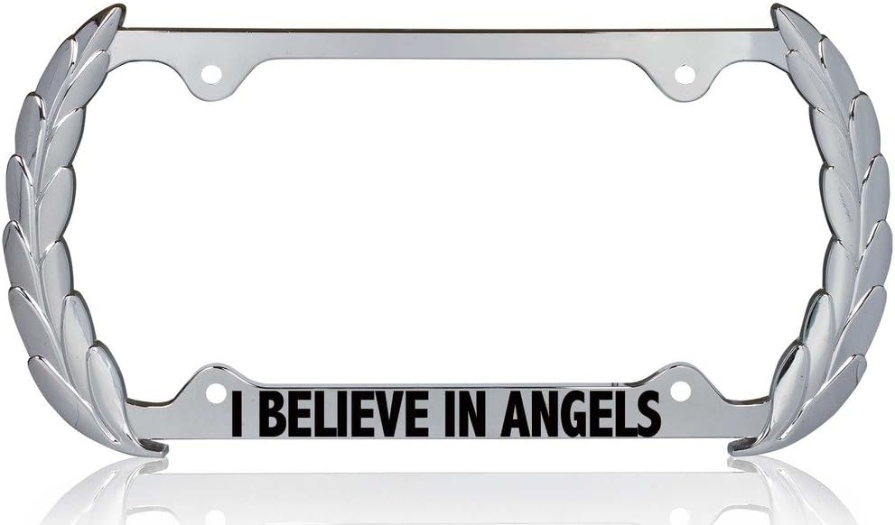 I Believe in Angels Christianity Religious Jesus Wreath Metal Chrome License Plate Frame, License Tag Holder