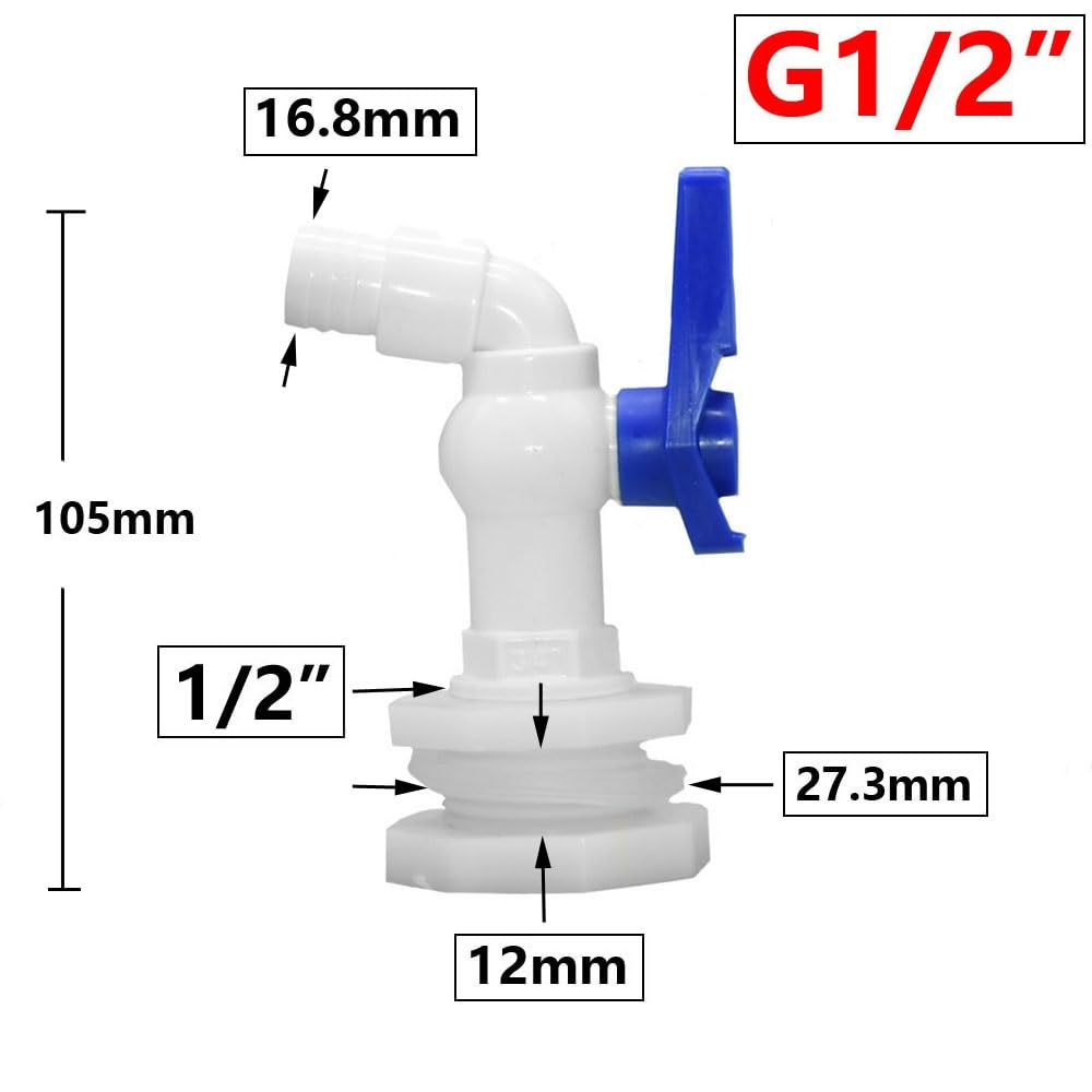 Adaptador de grifo de tanque, válvula S60X6, rosca gruesa, grifo de jardín de conexión rápida de 1/2" y 3/4".(08E)