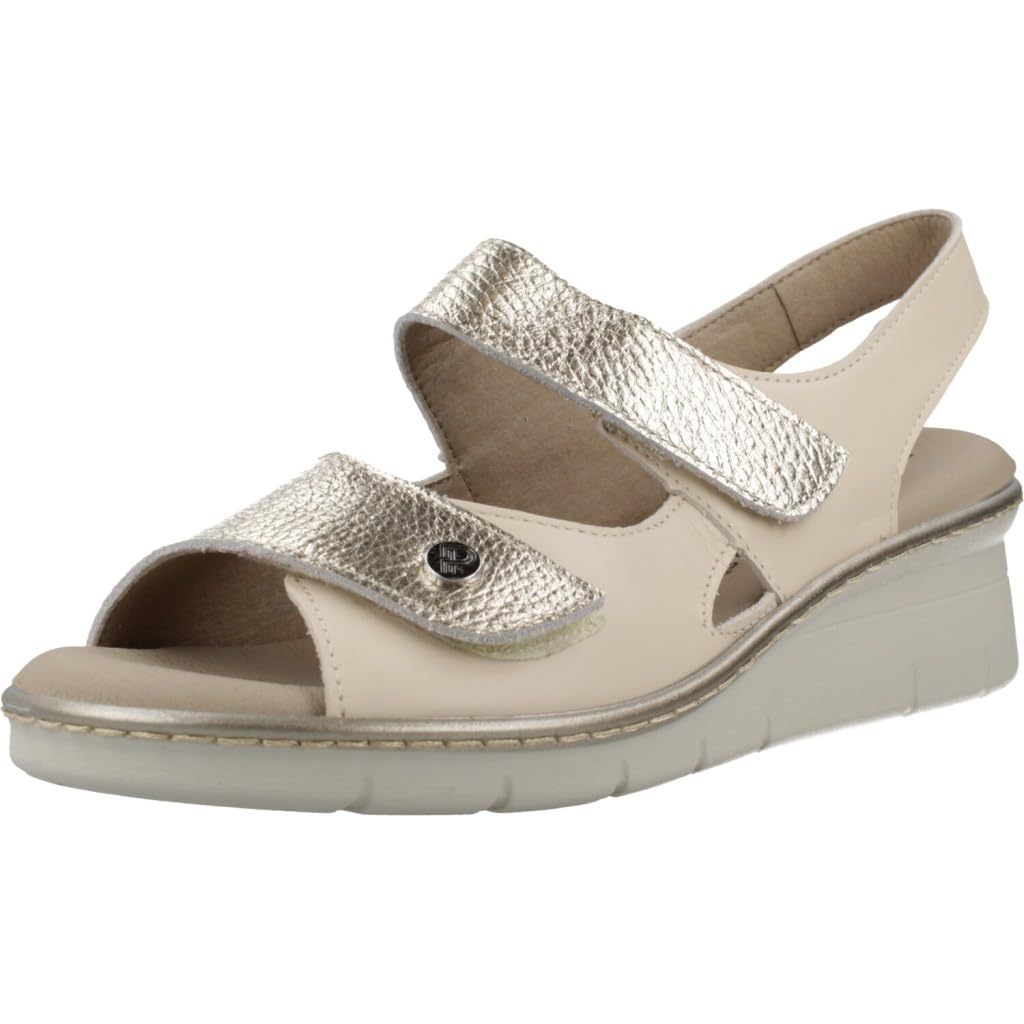 Pitillos - Sandalias Pitillos 11010 Mujer | Color Crema y Oro | Piel con Plantilla Extraíble | Hecho en España - Cuero