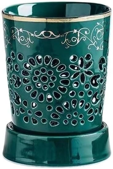 Utensil Holder Large Kitchen Utensil Holder for Countertop, Hollow Out Ceramic Utensil Caddy Organizer, Utensil Crock Silverware Holder with Drain Tray Kitchen Utensils Organizer ( Color : Green-02 )