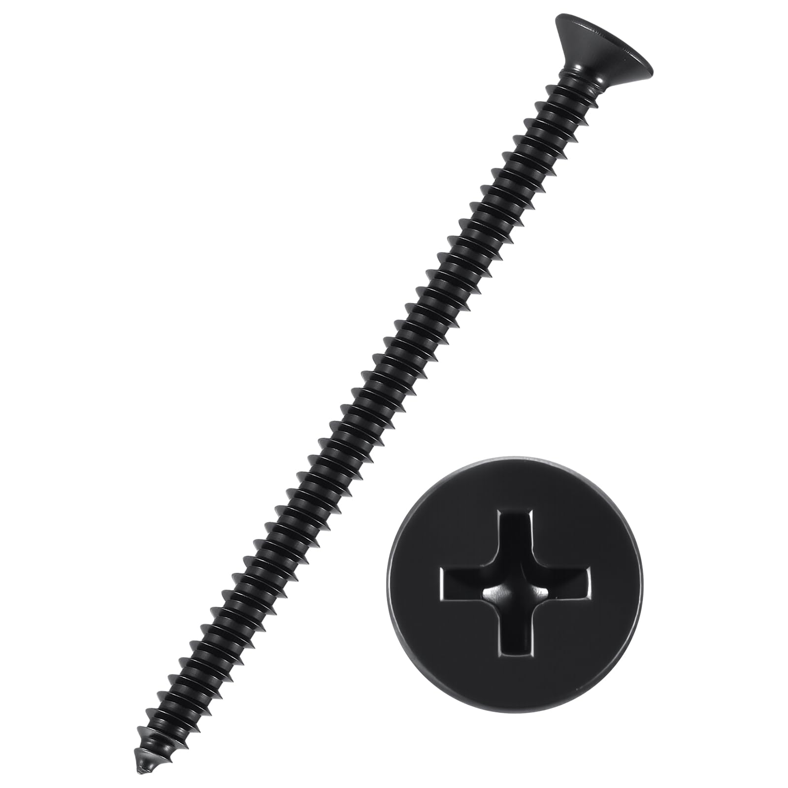 Kozelo 50pcs Phillips Flat Head Wood Screws - [#10x2-3/4"] 304 Stainless Steel Countersunk Self Tapping Screws for Furniture Assembly, Interior Trim, Outdoor Construction, Black — image 1