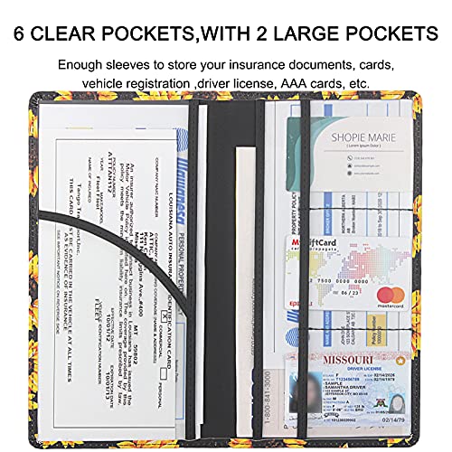 Image of LumiMokki Premium Car Registration & Insurance Card Holder with Magnetic Shut, Vehicle Glove Box Car Organizer - For Documents, Cards, License (Sunflower B)