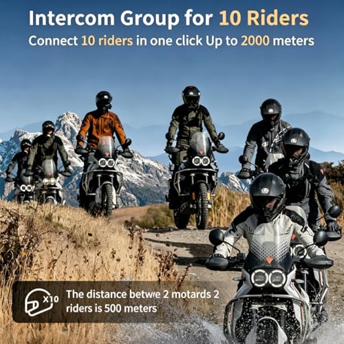 Image of Fodsports FX8 PRO Motorcycle Bluetooth Intercom, 10-Rider Group Helmet Communication System, Music Sharing, Universal Wireless Interphone（APP /Waterproof /Stereo Music /GPS /2 Mics） (Double Pack)