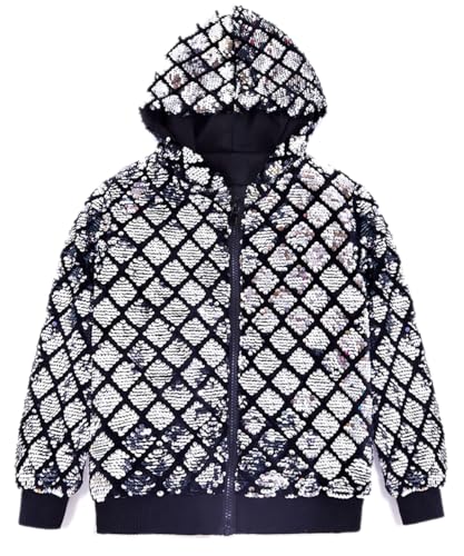 Cilucu Kids Jackets Girls Boys Plaid Sequin Zipper Coat Jacket for Toddler Girls Birthday Outerwear Clothes