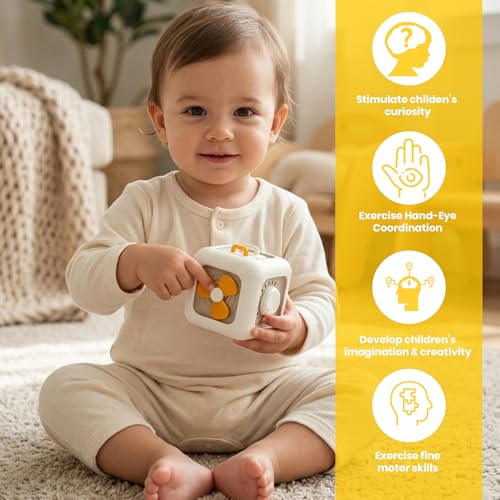 Image of 6-in-1 Busy Cube Toy for Kids 1+ Years Gears Travel Play