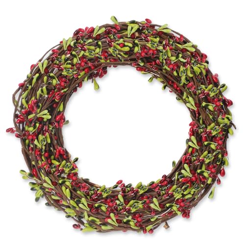 WILLBOND 64 Feet Ply Pip Berry Garland for Christmas Winter Indoor Outdoor Decor Head Wreaths Wedding Crowns (Dark Red&Green, 30 Packs)