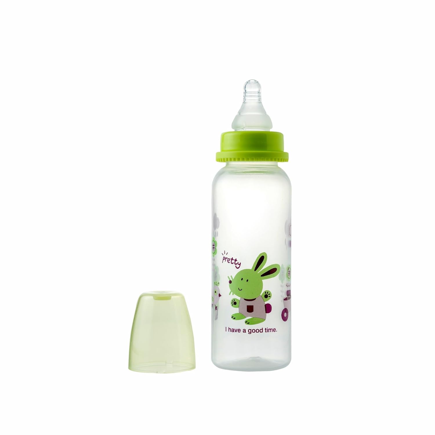 Baby Feeding Bottle Leak Proof Anti Spill Bottle Dust Free Cover 240ml Kids Soft Silicone Spout BPA Free for New Born/Infants/Toddler Upto 3 Years (Green)