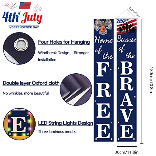 4Th Of July Patriotic Soldier Porch Sign Banner Outdoor Decoration With Led , Freedome Front Door Porch Yard Sign Indoor Wall Decorative Hanging Banner Patriotic Party Supplies Decor For Independence Day Memorial Day #TOP1