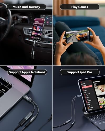 Image of FEDUS Node-X1 2-in-1 Type C to 3.5mm Audio Jack & 60W PD Fast Charging Adapter, USB C to Aux Headphone Cable Hi-Fi DAC with Mic Support for iPhone 17 /16 /15,Samsung S26 /S25 /S24 Ultra,iPad,Google series