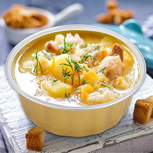 Aluminum Ramekins, Beasea 8 Oz 100 Pack Disposable Ramekins Foil Cups Baking Utility 3.9" Ramekin Cup Muffin Cupcake Aluminum Baking Cup Mini Pudding Souffle Cups For Party Wedding Birthday - Gold #TOP3