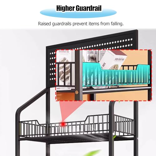 Generico Espositore in Metallo con Ruote e Ganci, Organizer Versatile a 4 Ripiani per supermercati - Ideale per Caramelle, Snack, Frutta e Pane