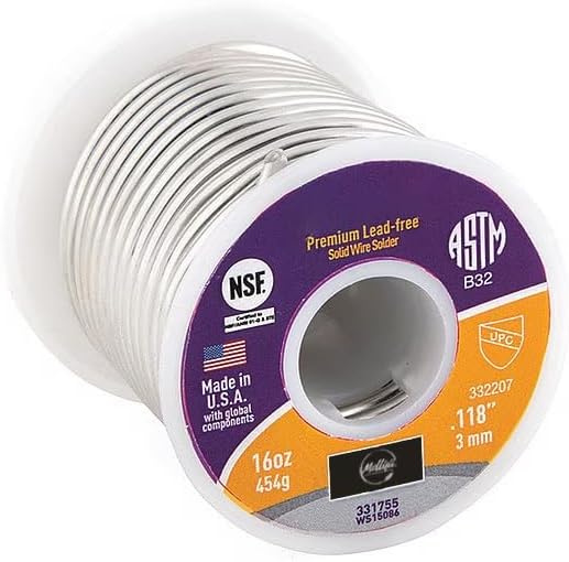 Lead Free Solder, Dia 0.118 In, 1lb, 331755-A