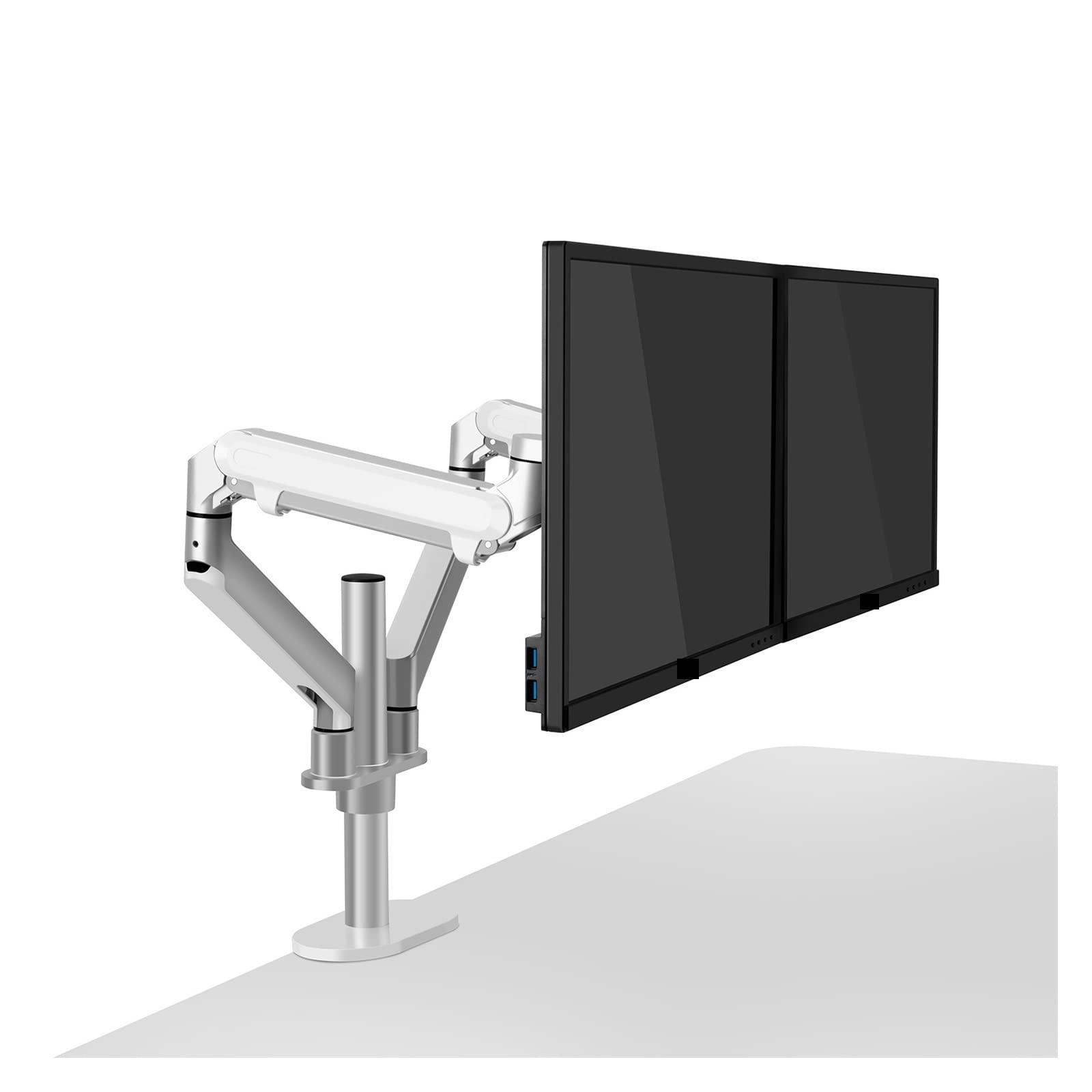 Aioneer Screen Stand, Desktop 17-32 Inch Dual Monitor Mount Arm Full Motion Aluminum Monitor Holder Gas Spring Arm Load 2-8Kgs Each-Silver Grey-1