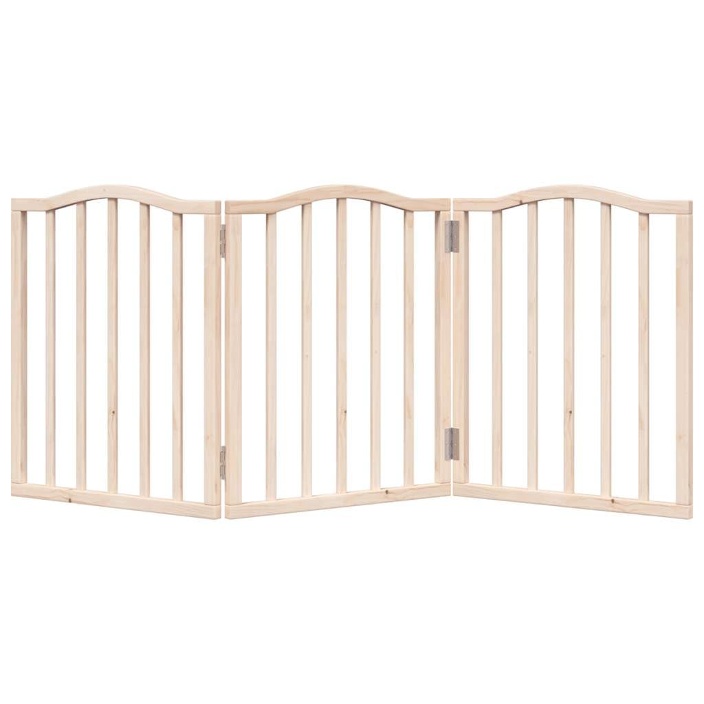 Puerta plegable para perros de madera de álamo de 3 piezas, 150 cm, independiente y compacta, valla segura para mascotas para interior y exterior, ideal para entrenamiento de cachorros y