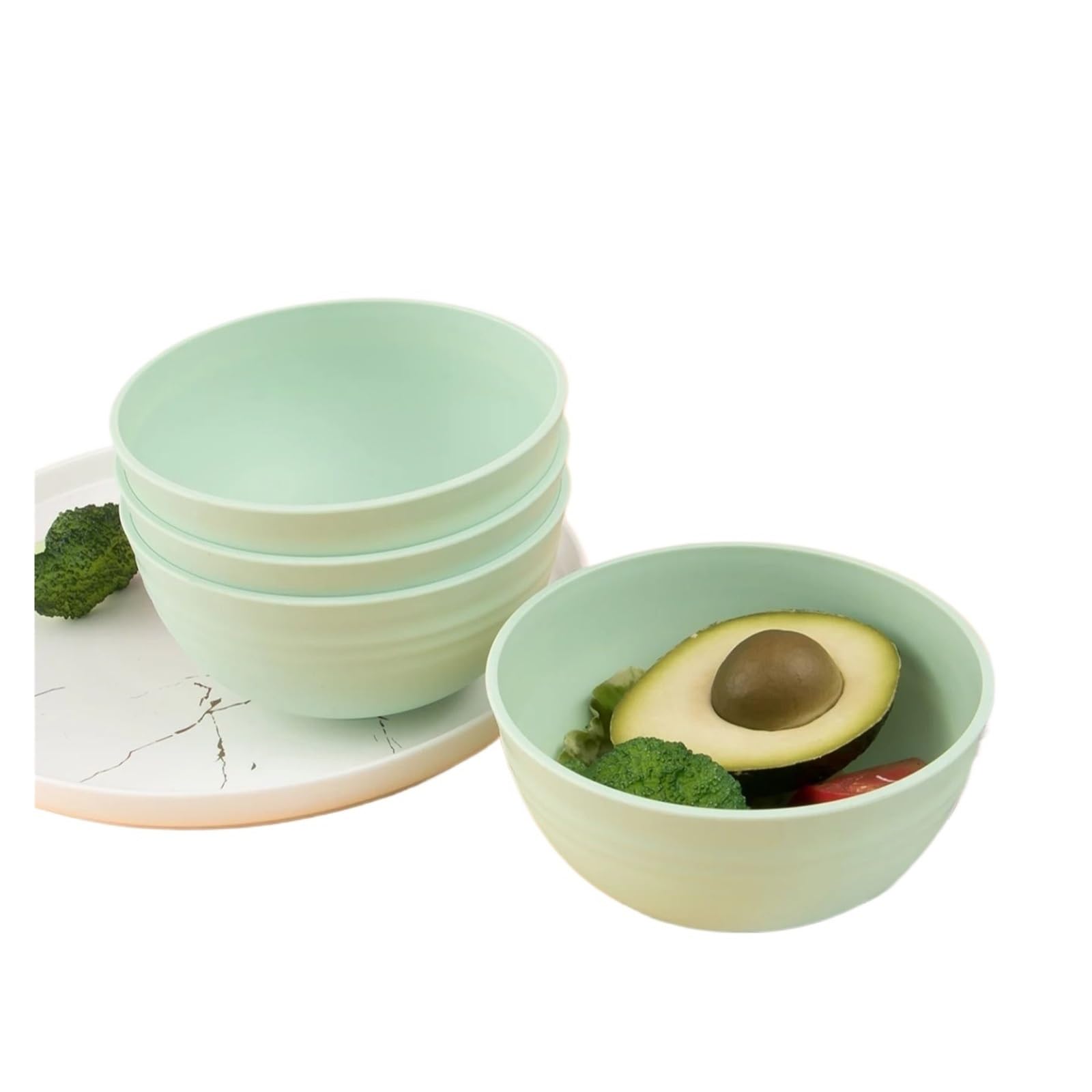 4/6/8 Stück hellgrüne Müslischale, wiederverwendbar, for den Haushalt, Kunststoff, for Abendessen, for Desserts, Outdoor, Camping(4pcs-Light green)