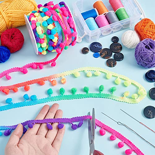 Ph Pandahall OCOR-PH0001-93-US2 20 Yards Pom Poms Fringe Ball Trim 10Mm Ball Fringe Ribbon Rainbow Color Pom Poms Tassel Trim Pom Fringe Tassel Lace thumb #4