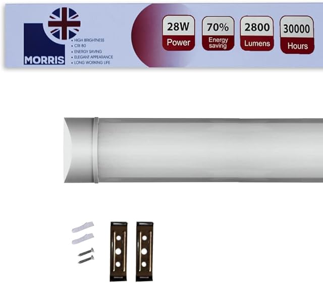 Morris LED Batten Slimline Tube Light 2FT 4FT 5FT 6FT Wall/Ceiling Mount 6000k (3FT (90cms))