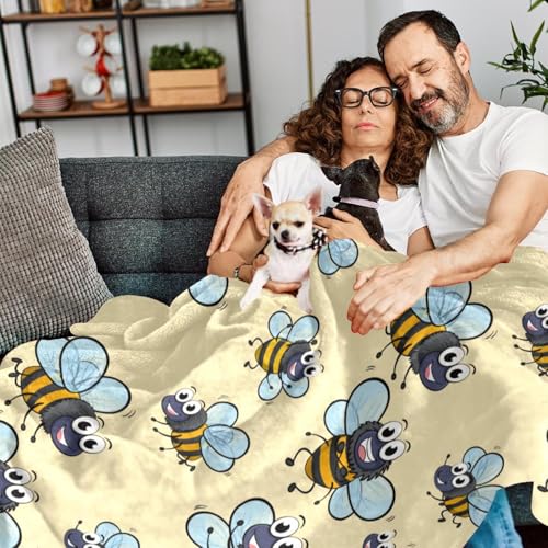 Jeté de canapé microfibre chaude et douce haut de gamme motif abeilles - 7