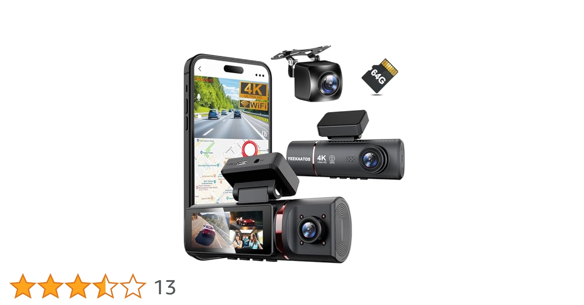新品 YEEKAATOS ドライブレコーダー 3カメラ GPS WIFI 4K Amazon.co.jp: YEEKAATOS ドライブレコーダー 3カメラ 800万画素