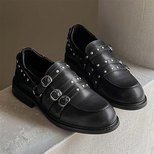 Loafers Men Women Casual Slip-On Leather Shoes Black Classic Buckle Design Fashion Urban Formal Business Office Driving Uniform Dress Shoes3