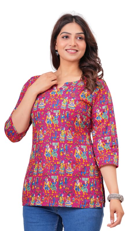 Image of SIROTA Rayon Short Top for Women | Tunic for Jeans | Western Short Kurti | Stylish Straight Ladies Kurta | Ethnic Kurta for Girls