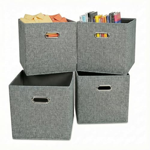 Clutter Mutter 12x12 Gray Foldable Fabric Storage Cube Organizer Bins