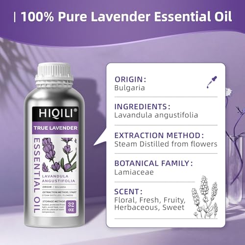 Image of HIQILI 32 Fl Oz Lavender Essential Oil Pure, for Aromatherapy Diffuser, Hair, Includes Premium Dropper-32 Ounces