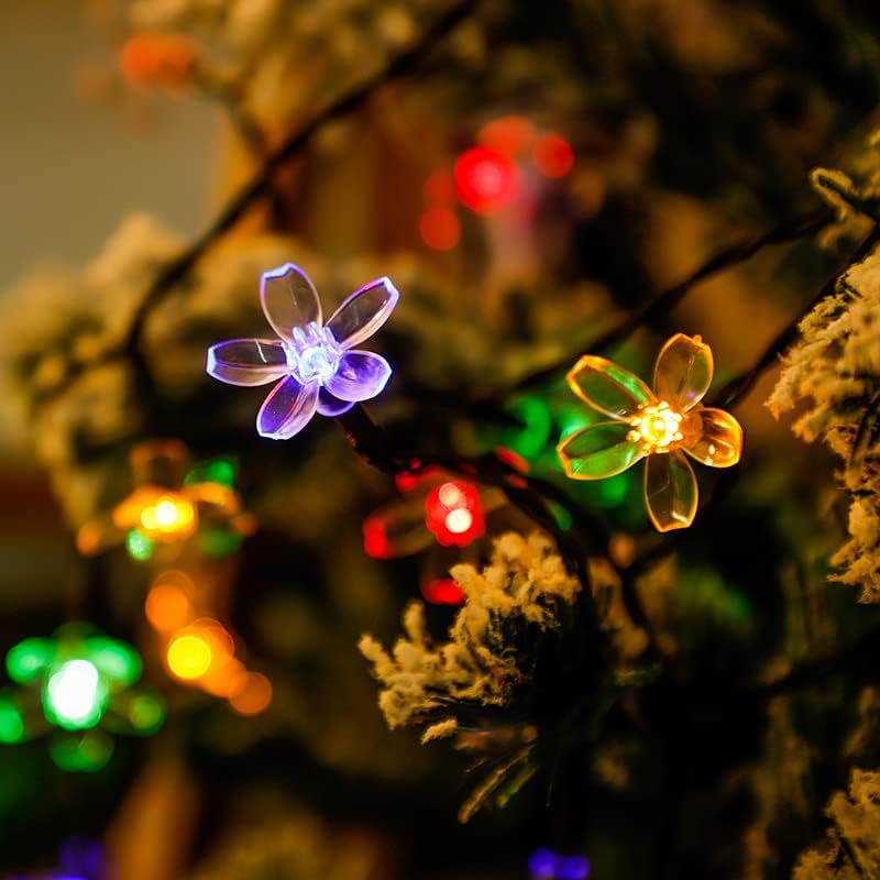 Image of One94Store Silicone Flower String Lights - 14 LED, 3 Meter Multi-Color - Decorative Fairy Lights for Indoor /Outdoor, Garden, Diwali, Christmas (Multicolor)