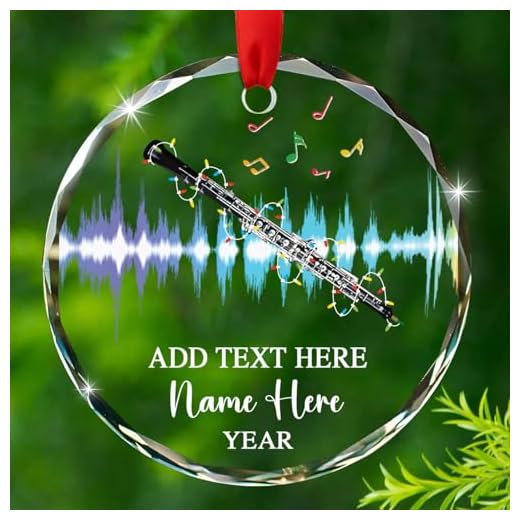 Adorno de cristal de oboe personalizado para instructor de oboe/jugador de oboe, texto personalizado/año y nombre, adorno de Navidad 2025, adorno de Navidad de vidrio oboísta de oboe, adornos de
