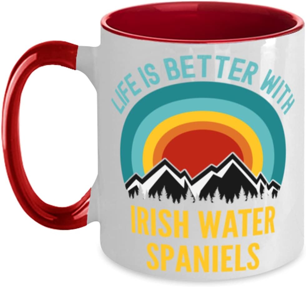 Life Is Better With Irish Water Spaniel Two-Tone Coffee Mug 11oz, Red