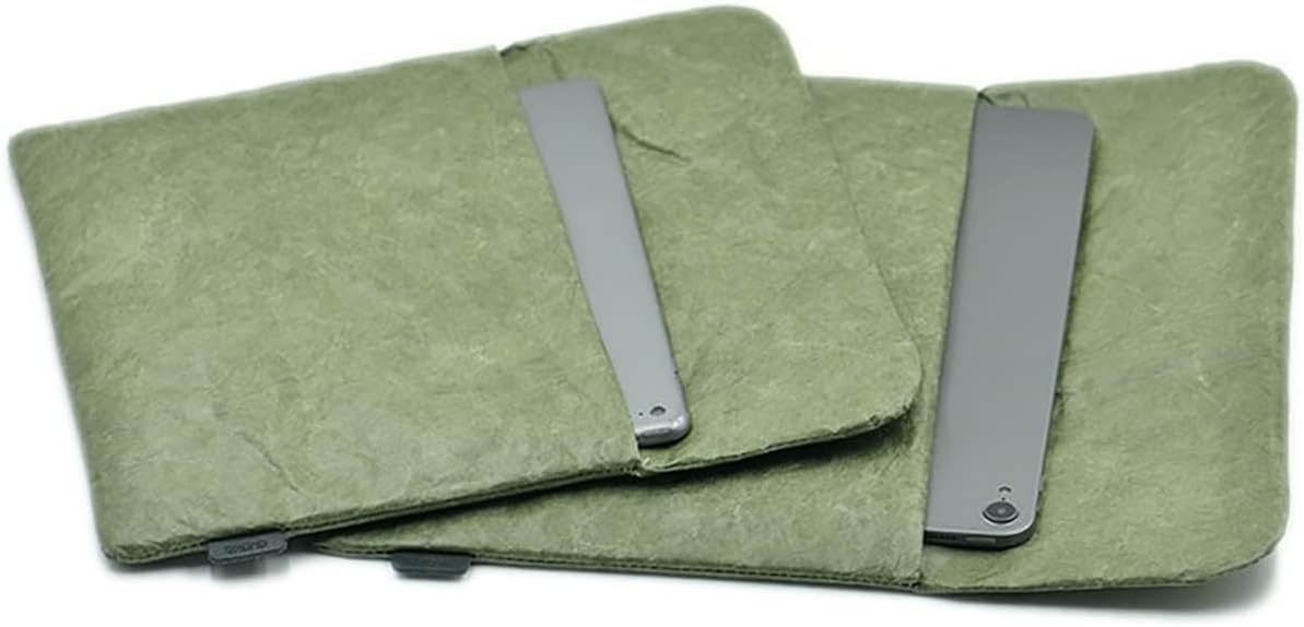 Vintage/Retro Tyvek Paper Tablet Sleeve Case, Bag for iPad, Air, Pro, Mini, Surface, Galaxy Tab, Kindle, 12inch Laptop Sleeve Scrapbooking Stickers Organizer (Green, iPad 9-11")