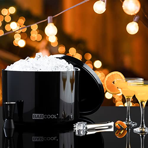 Barcool Ice Bucket with Lid and Ice Tongs | 10 Litre | Round & Double Walled Insulation | Perfect for Home Bars, Pubs, Restaurants, BBQs and Picnics (Black) - Image 4