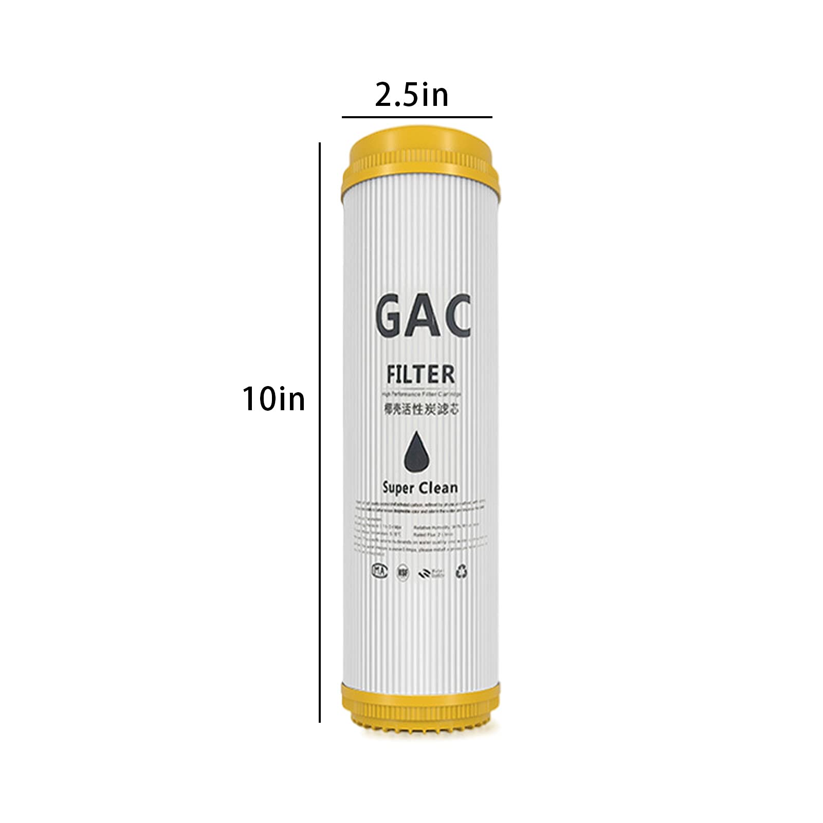 5 pezzi Cartuccia filtro acqua, Carbone attivo di guscio di cocco GAC ad alto valore di iodio, Set universale T33, per sistema di osmosi inversa sottolavello