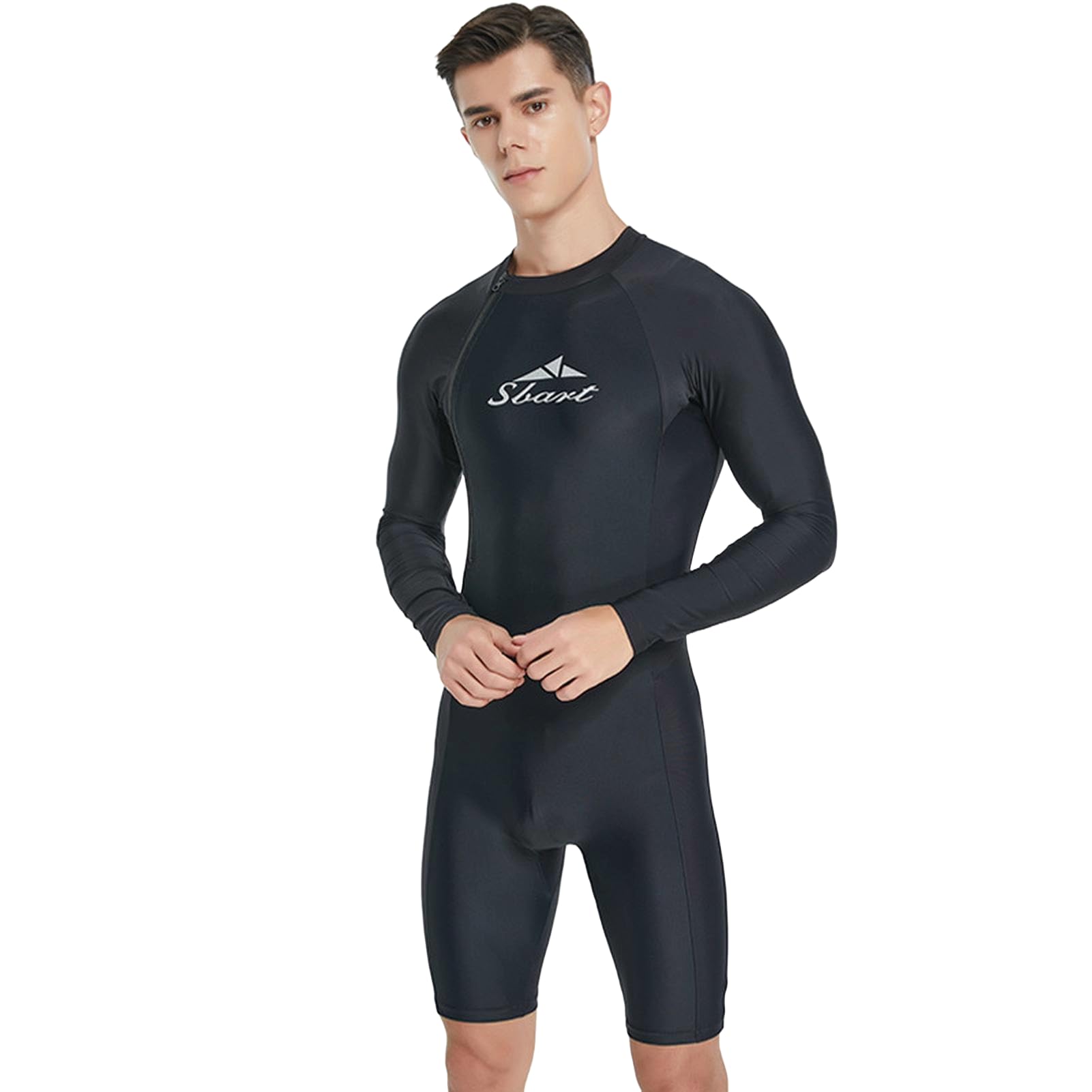 Traje de neopreno corto de 2 mm para hombre, traje de buceo de cuerpo completo con cremallera frontal para buceo, esnórquel, surf, natación